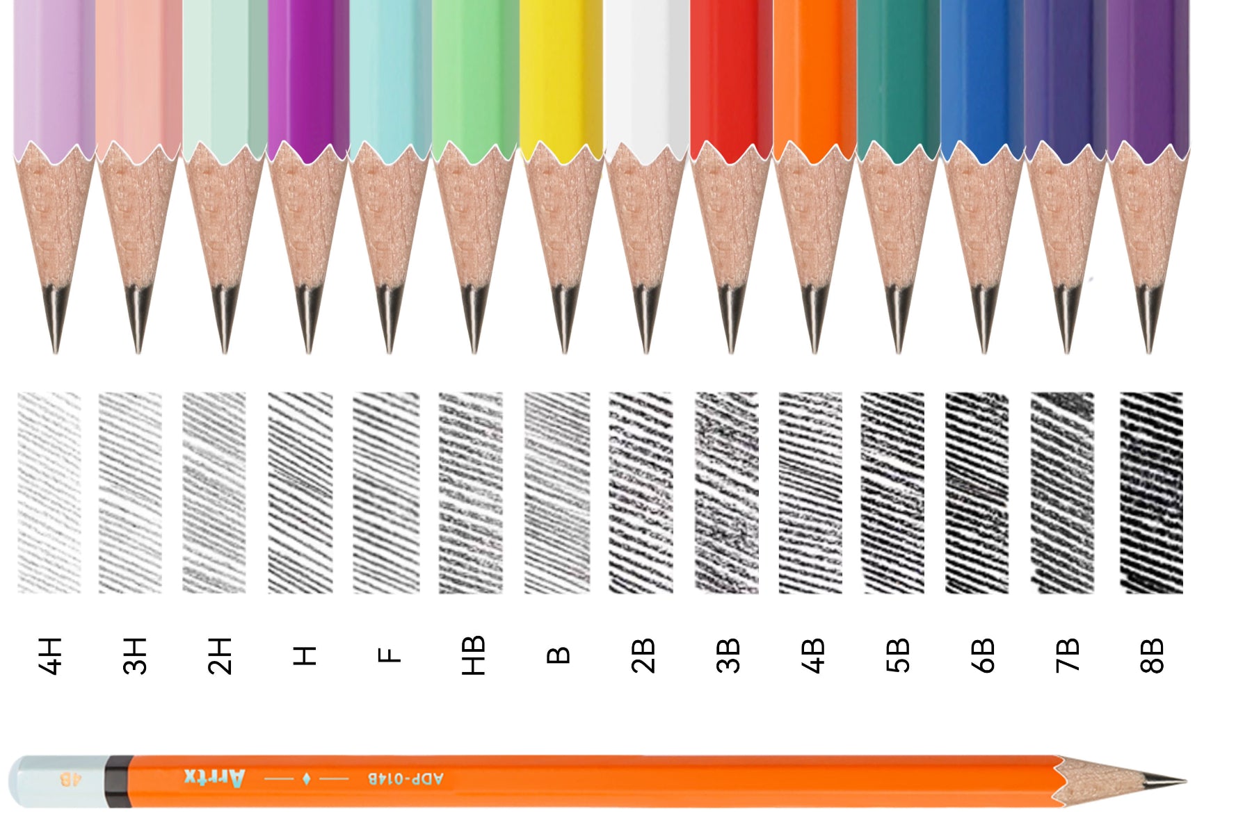 Arrtx 14 crayons à dessin (4H – 8B) - Crayons à croquis pour dessin, crayons  d'art, crayons graphite, fournitures d'art pour dessin, ombrage,  gribouillage, portraits : : Fournitures de bureau