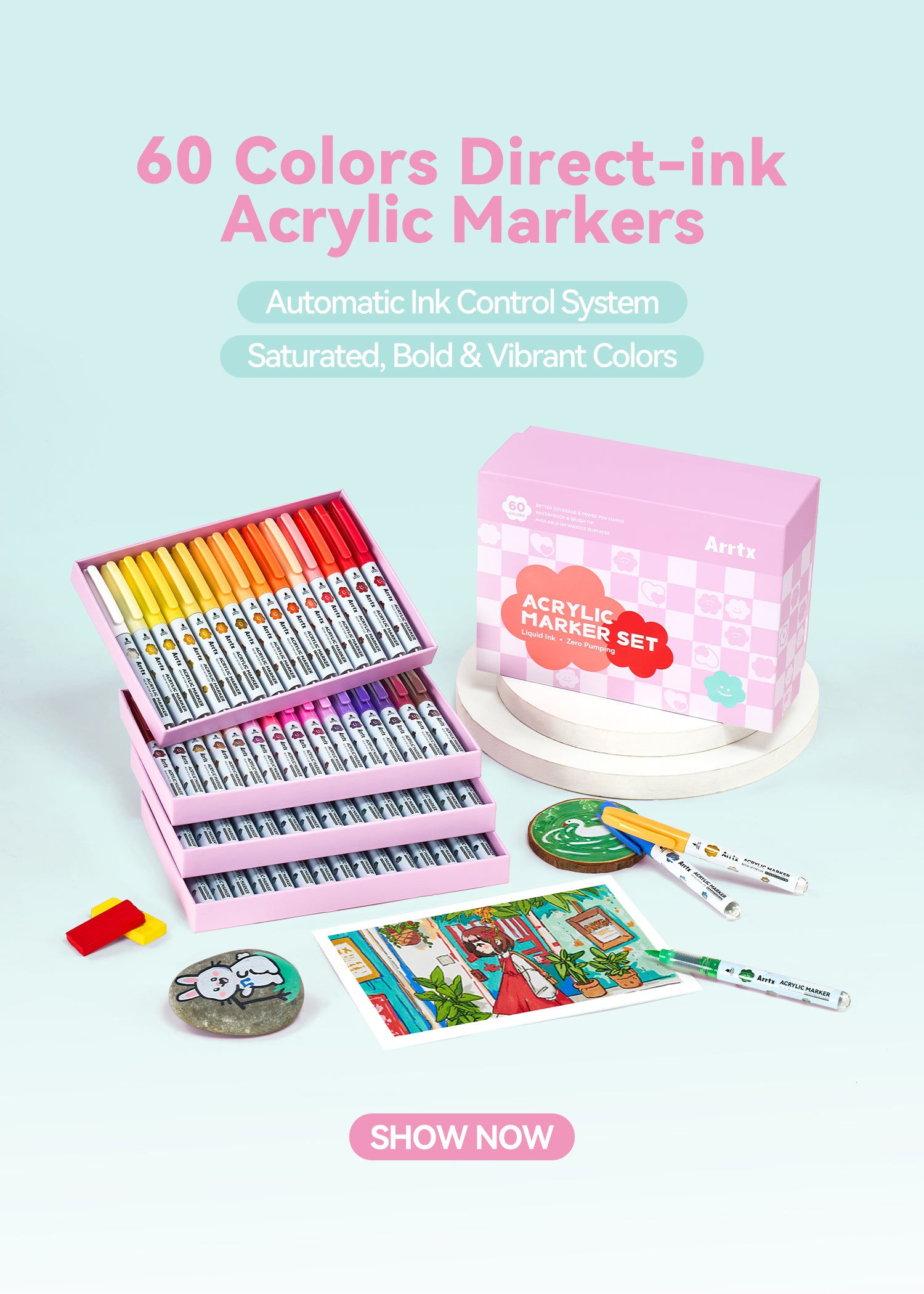 Arrtx Paint Markers, Pencils, Pastels, Papers, Art Supplies