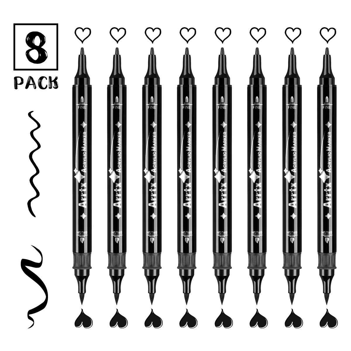  Arrtx Acrylic Paint Pens, 62 Colors Brush Tip and Fine
