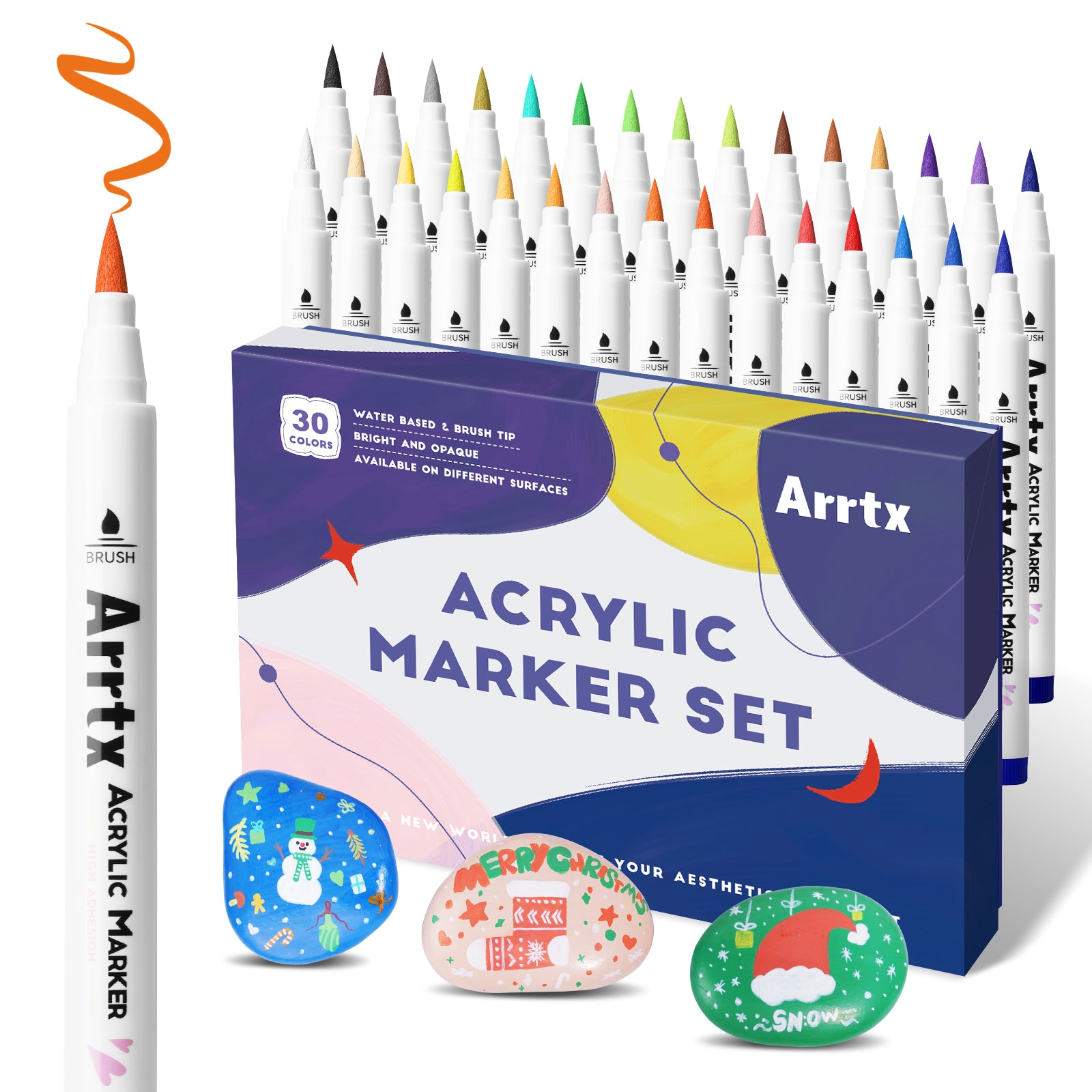 Arrtx 30 Colors Acrylic Paint Pens 30B Acrylic Markers