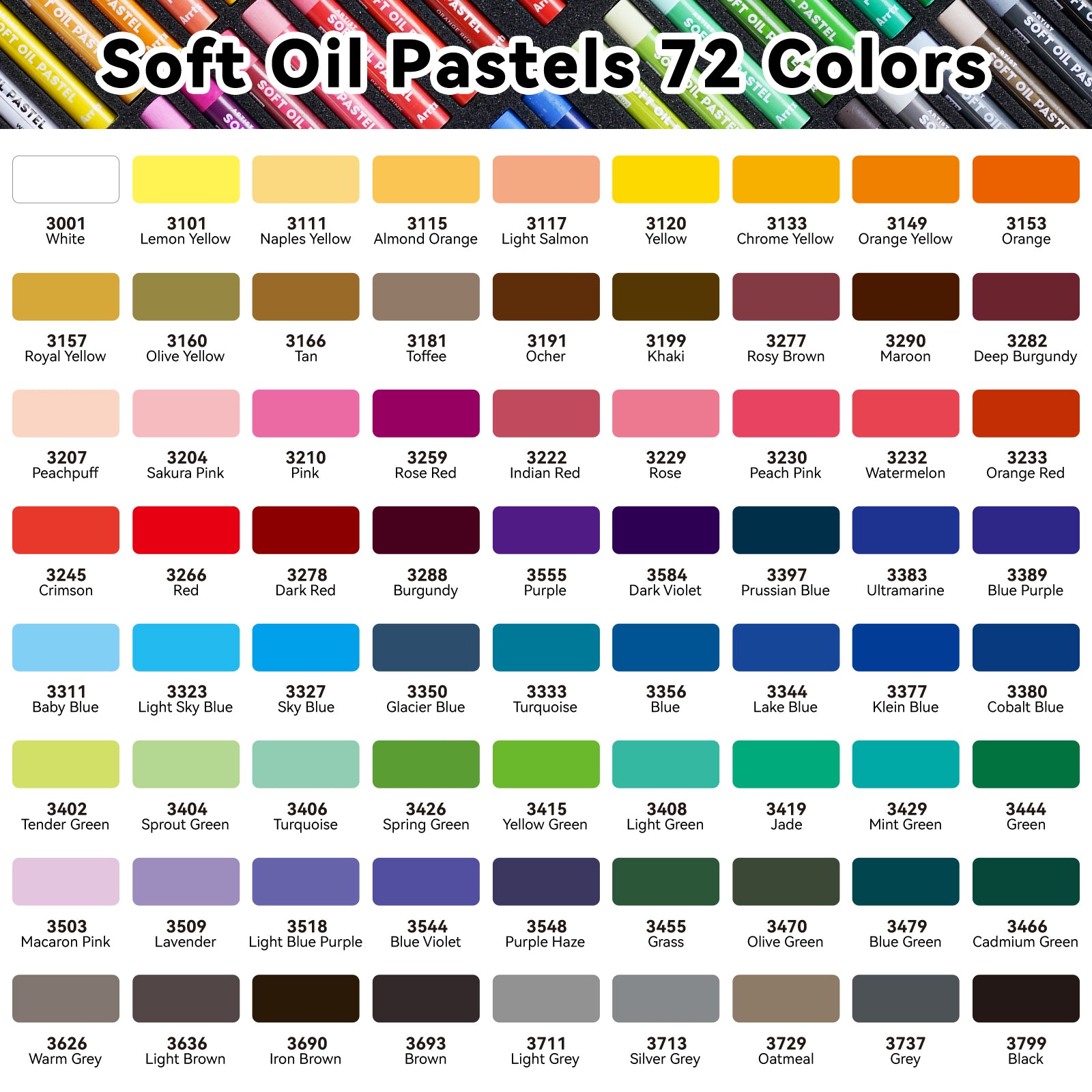 Arrtx 72 цвета масляной пастели