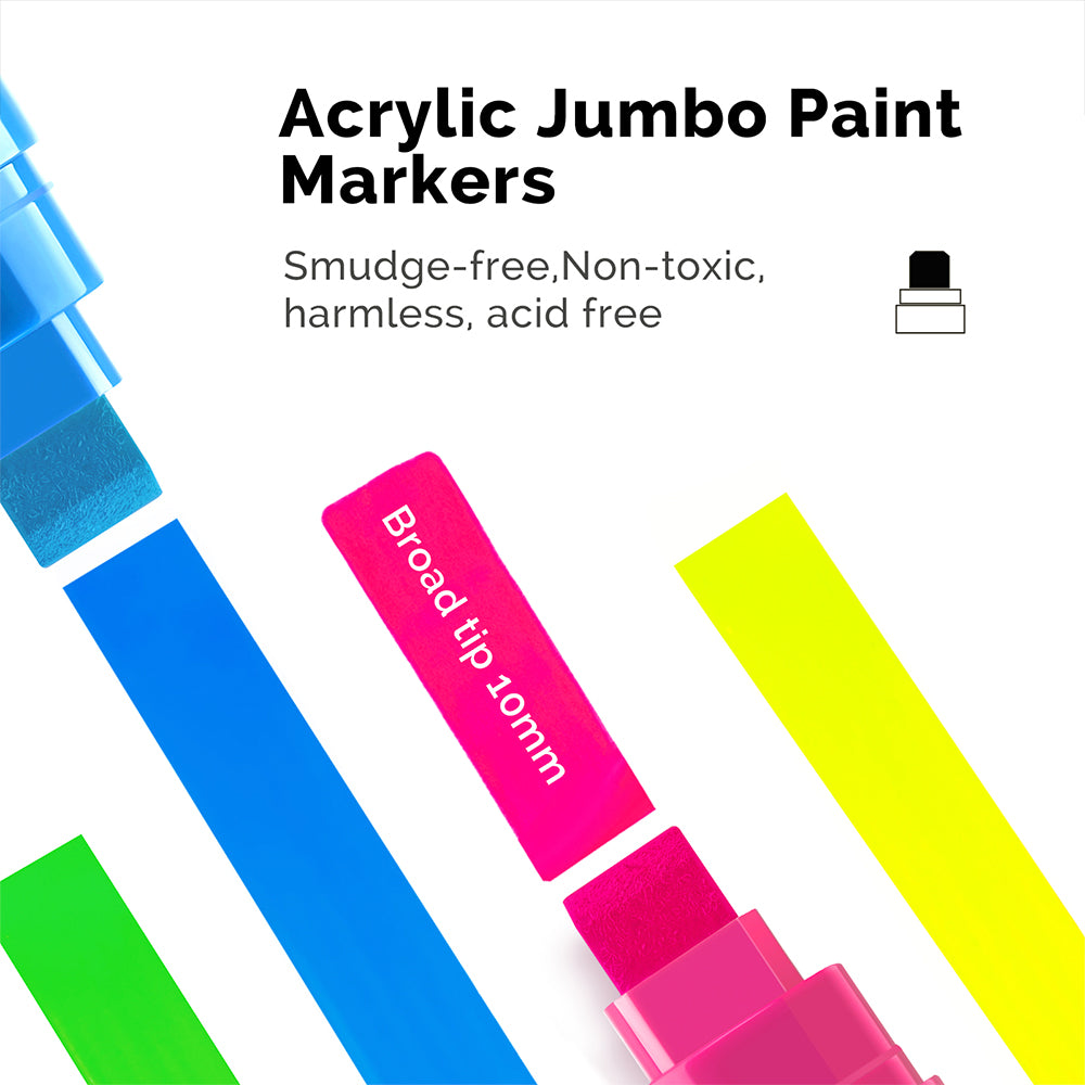 Arrtx 12 Farben Jumbo-Acrylmarker (10 mm breite Spitzen)