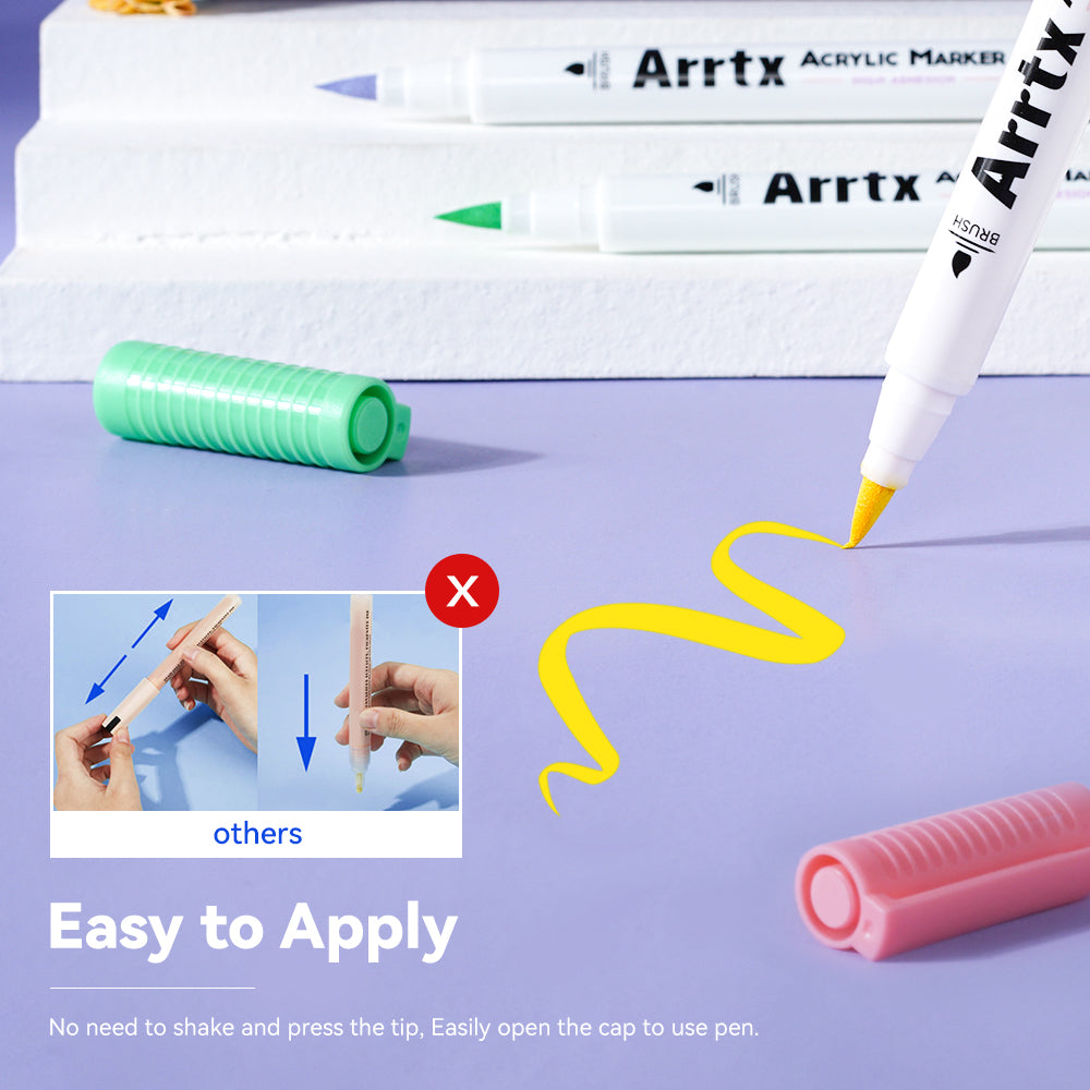 Arrtx 30 couleurs stylos de peinture acrylique 30A marqueurs acryliques