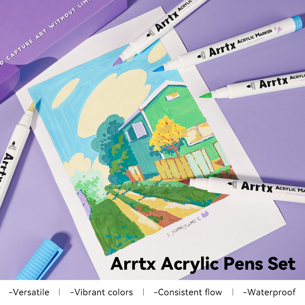 Arrtx 30 couleurs stylos de peinture acrylique 30A marqueurs acryliques