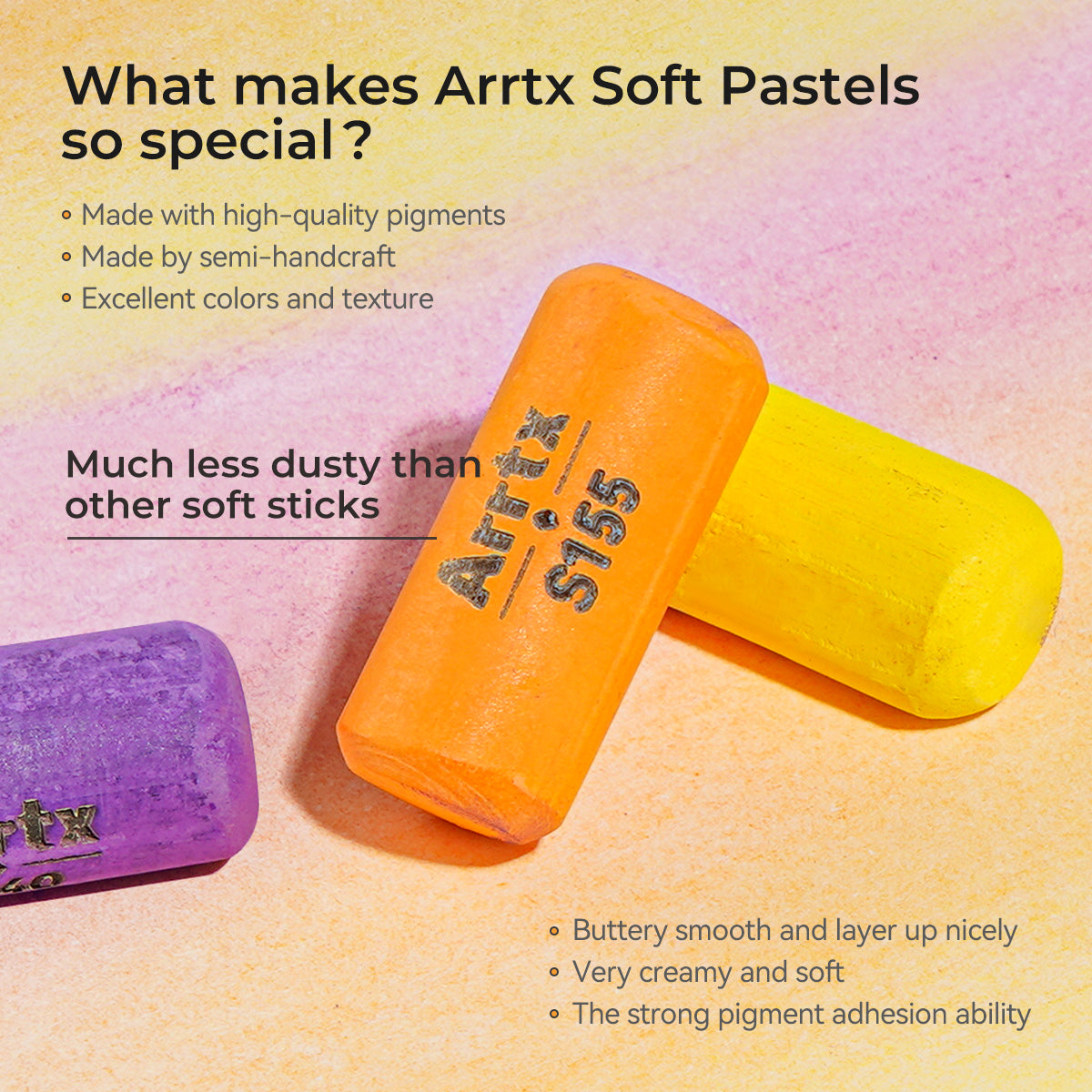 Arrtx 48 Colors Soft Pastels Set Non-toxic