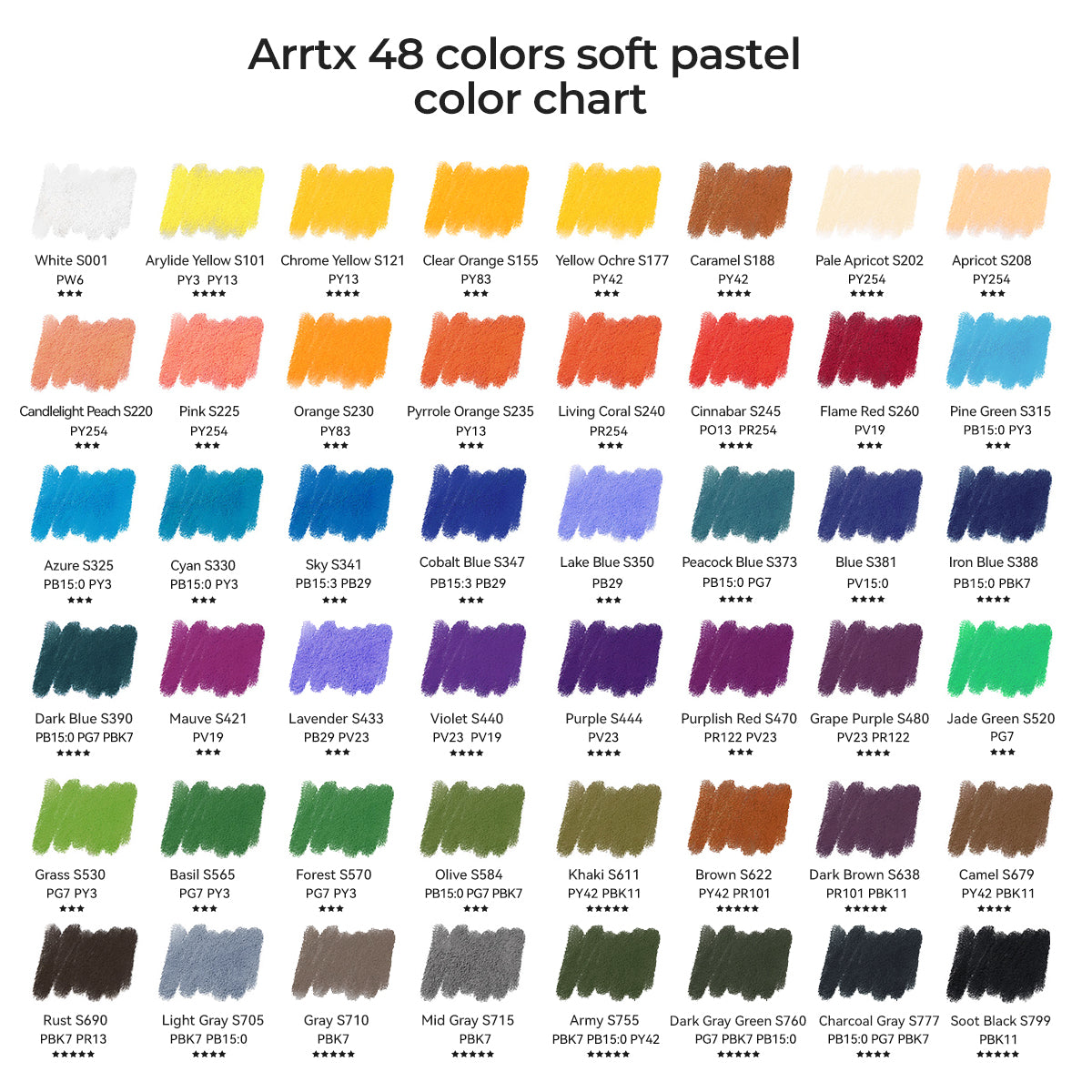 Arrtx 48 couleurs pastels doux ensemble pastels dessin
